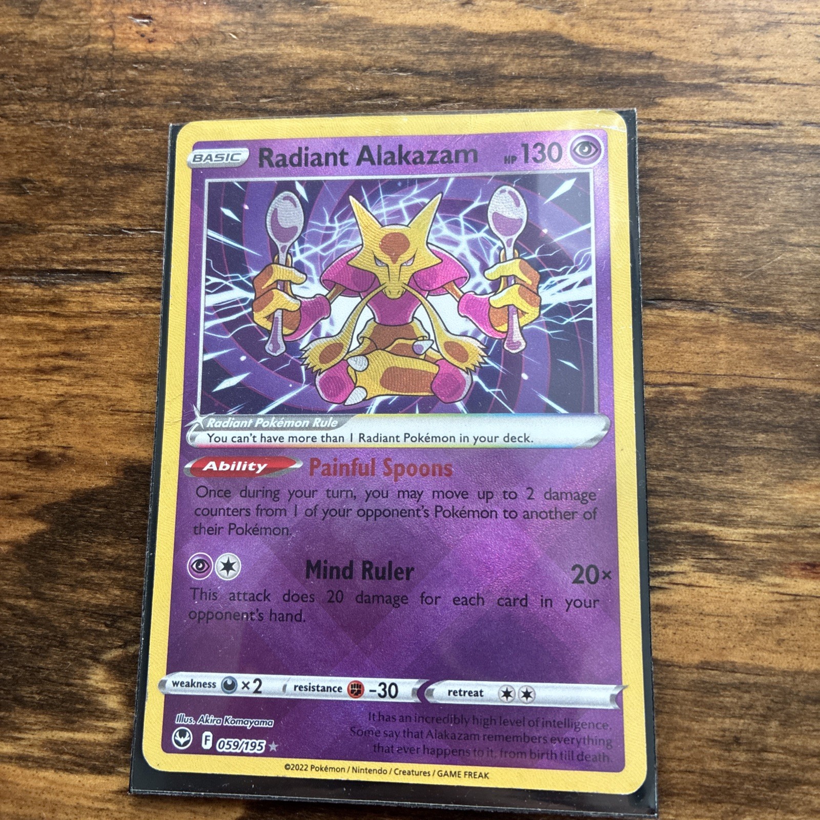 2022 Pokémon TCG Silver Tempest Radiant Alakazam Card 059/195 Mint Condition NM