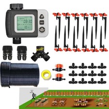 Drip Irrigation Kit Automatic Watering System with Water Timer 64FT 1/4 Tubin...