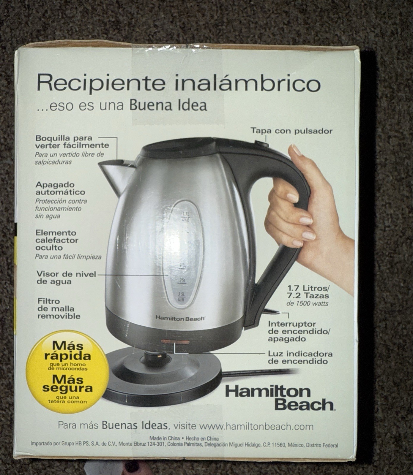 Hamilton Beach Electric Tea Kettle Water Boiler & Heater 1.7 L Cordless