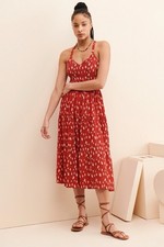 Beachgold Kalia Midi Dress Red with black and white dots XS