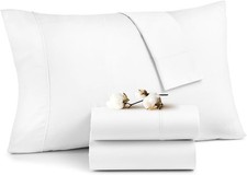 100 Egyptian Cotton Pillow Cases Set of 2, 600 Thread Count, White Queen Siz...