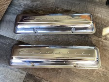 Oem Chevrolet Valve Covers Stamped Small Block Chevy Script 60-70s 283 327 Vtg