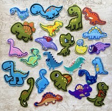 Lot 24 Embroidered Dinosaur Patches Iron On Cute Blue Green Orange Pink Purple 