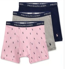 New Large 36-38" Polo Ralph Lauren Mens Cotton Classic Fit Boxer Briefs 3-Pack