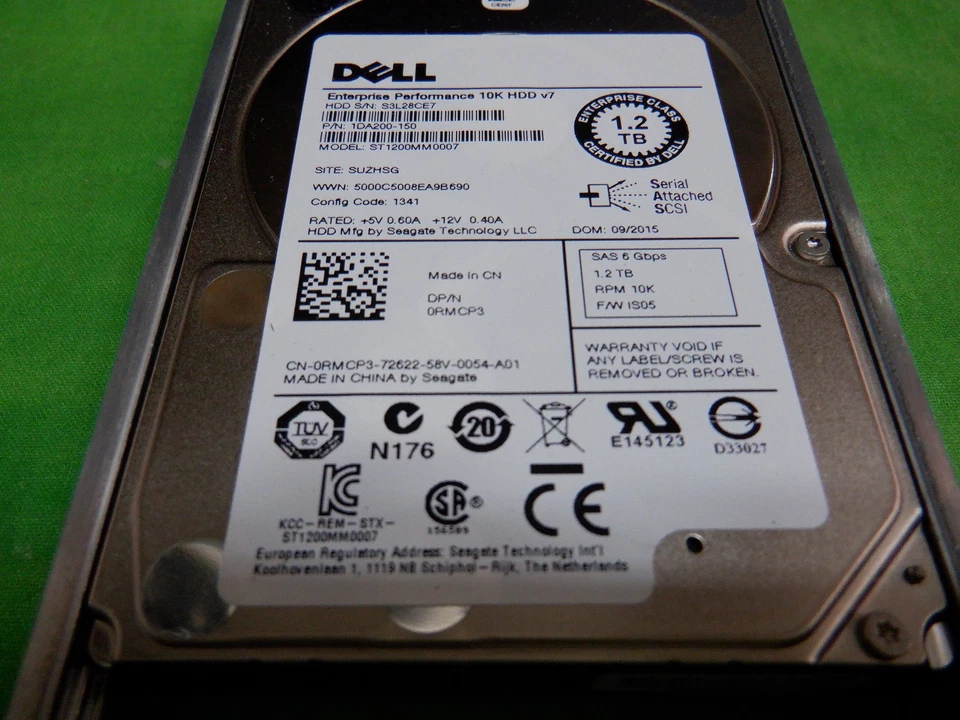 Dell 1.2TB 10K 6G 2.5" SAS 0RMCP3 ST1200MM0007 MCP3 GEN 12 0NTPP3 Caddy Foto 2 de 4