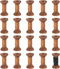 20Pcs Antique Wooden Empty Spools, 1.57"/ 40Mm Empty Thread Spools Wooden Ribbon