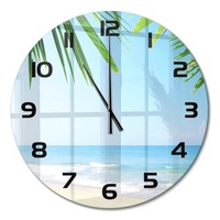 Design-Wanduhr Mit Leisem Uhrwerk Tropischer Strand Schwarze Zeiger Fi60 Cm