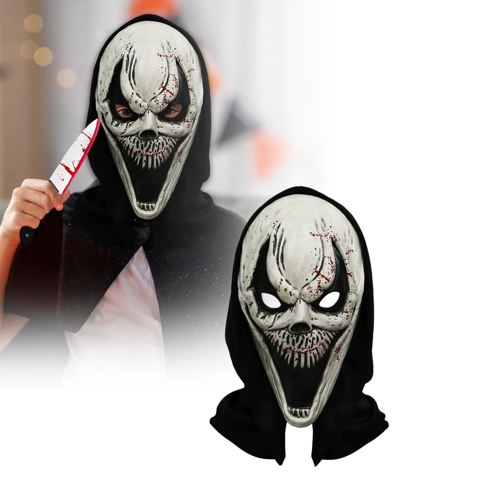 Halloween Ghostface Full Head Mask, Latex Scream Bloody Mask, Scary Skull Masque - Image 3 of 4