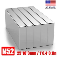 N52 Block Fridge Magnets 25x10x3mm Super Strong Rare Earth Neodymium Magnet Lots