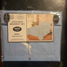 King 6 Piece Sheet Set 6400 Series Blue Solid Color Rectangular Adults Bedroom
