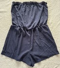 Womens Navy Blue Strapless Playsuit Size XL Bandeau Summer Romper BNWOT