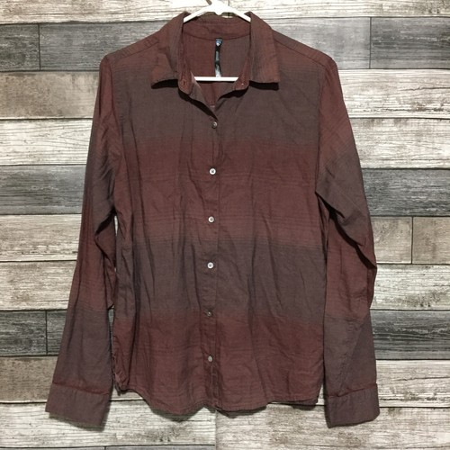 Camisa de franela Kuhl para mujer M roja a rayas abotonada manga larga informal - Imagen 3 de 8