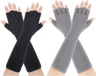 2 Paar Lange Fingerlose Handschuhe Unisex Lange Stricken Armstulpen Halbfinger