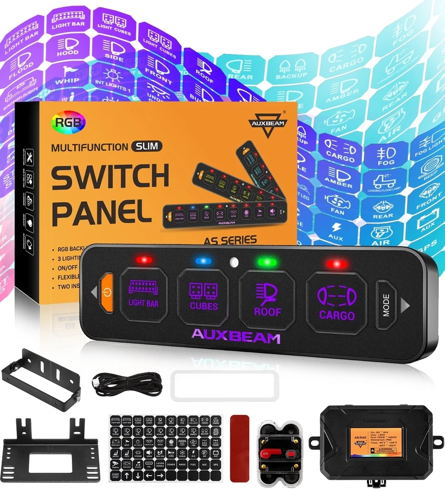 Panel de interruptor de luz LED AUXBEAM 4 velocidades AS-R40 RGB para Jeep Cherokee XJ 1984-2001 Foto 3 de 4
