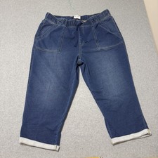 Lane Bryant Cloud Knit Denim Capris Pull On Elastic Drawstring Waist Jeans 18