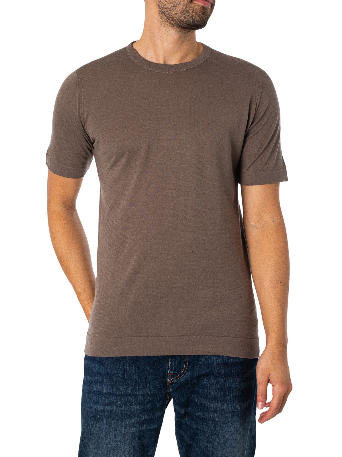 Мужская футболка с разрезом Lorca от John Smedley, бежевый