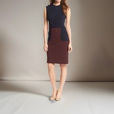 Tory Burch Dress Womens M Brianna Knit Sheath Colorblock Burgundy Navy Orig $375