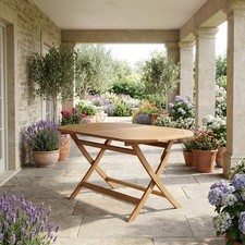 Tavolo da Giardino Pieghevole Ovale Legno 120x75x72 cm Marrone VivaGarden