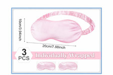 3 PACK Silk Satin Sleep Eye Mask, Stretchable Elastic Strap Smooth Soft ,PINK