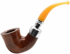 Peterson Rosslare 9mm FILTER Sterling Silver Spigot Medium Bent Calabash Pipe 05