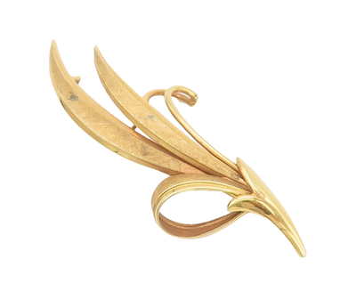 14K GOLD Vintage Brooch Pin TIFFANY & CO Cutout Swirled Tuft Of