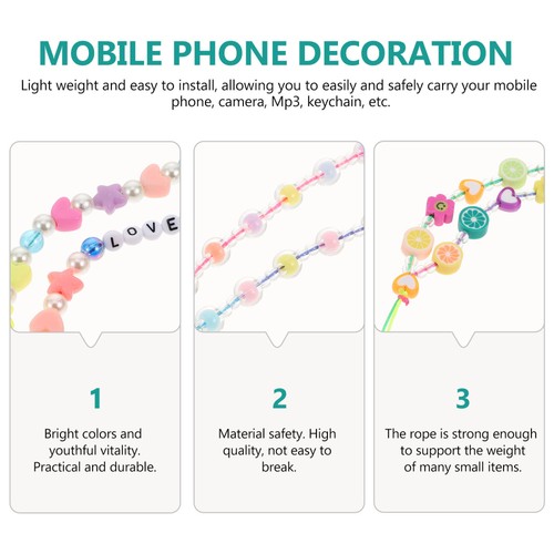 6 Pcs Beaded Phone Chain Strap Beads Bracelet Mobile Hanging Cell Charm - 第 10/12 張圖片