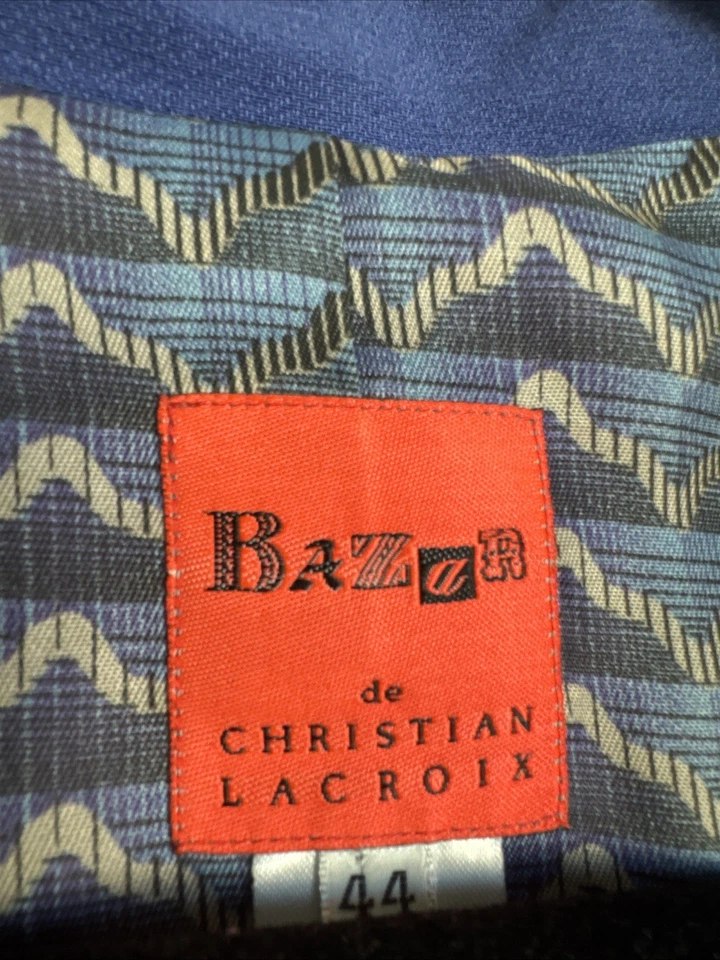 Chaqueta CHRISTIAN LACROIX-BAZAR Francia Azul Lana Recortada Detalles Botones Talla 44 De Colección Foto 4 de 4