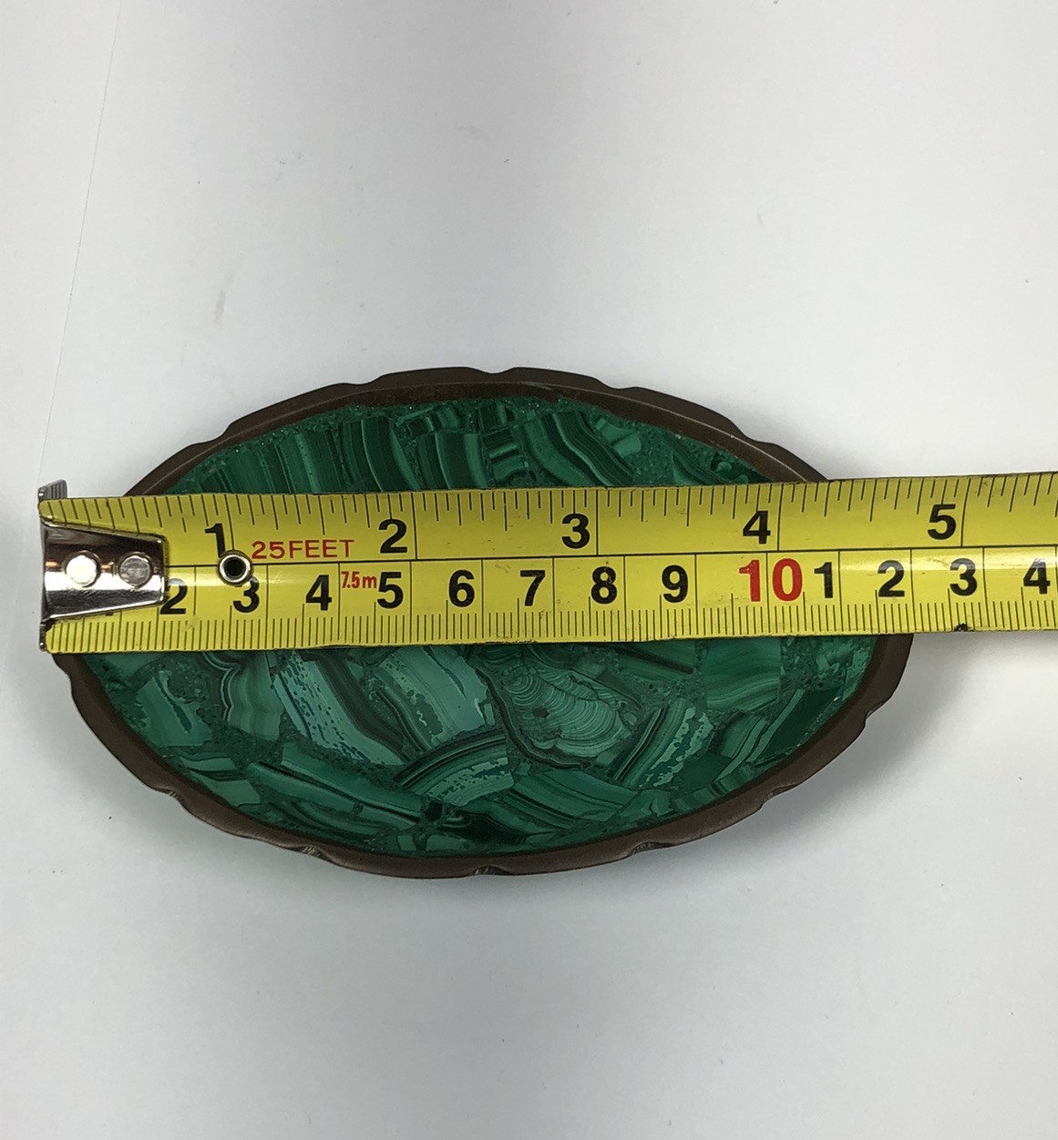 Malachite Soap Dish Scalloped Brass Edge Soap Dish Jewelry Trinket Dish