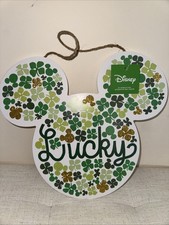 St. Patrick's Day Door Sign Mouse Shaped, Shamrock Wooden Hanging Sign Lucky ...