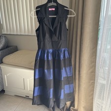 Eliza J Black and Blue Notched Collar Cocktail Dress M