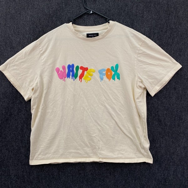White Fox Womens S Oversized T Shirt Rainbow Graphic Streetwear Casual Lounge