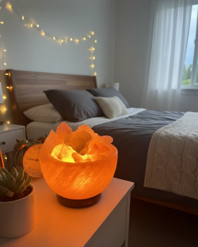 Гималайская соляная лампа чаша с кусками | переключатель регулируемой яркости + 2 лампы | подарок и декор - Изображение 3 из 4