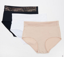 Breezies Lace Essentials Set of 3 Full Brief Panties-Basic-Large-NEW-A367383