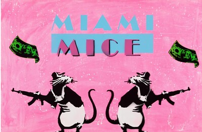 Banksy Hates Me (20th Century) Miami Mice (Rats) Acrylic & Spray