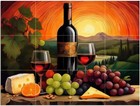 Tile Mural Wine Cheese Oranges Still Life Kitchen Wall Backsplash Marble Ceramic