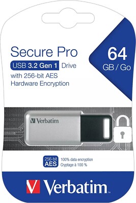 Verbatim USB Stick 64GB Speicherstick Store 'n' Go Secure Pro AES silber USB 3.2