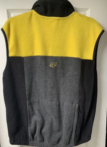 Fox Racing Mens Fleece Zip Up Vest Yellow Gray Black Size Large - Picture 8 of 8