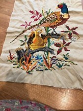 Vintage Needlework Stitched Wall Art Birds finished