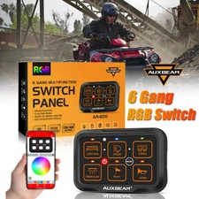 AUXBEAM RGB AR-600 6 Gang Switch Panel Relay Control For Can-Am Polaris RZR ATV