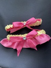 Wedding Bridal Garter Hot Pink And Yellow, Handmade New