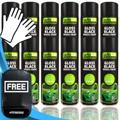 12er-Pack Autotek Glanz Schwarz Alufelge Sprühfarbe Aerosol 500ml Dosen GBW5 + G + M 