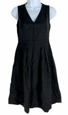 $198 J. Crew Women's Black Solid Sleeveless V-Neck Fit & Flare Dress Size Small