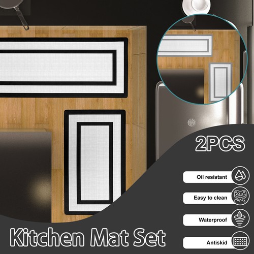 2 Pcs Kitchen Rugs Waterproof Kitchen Mat Nonslip Kitchen Mats Rugs