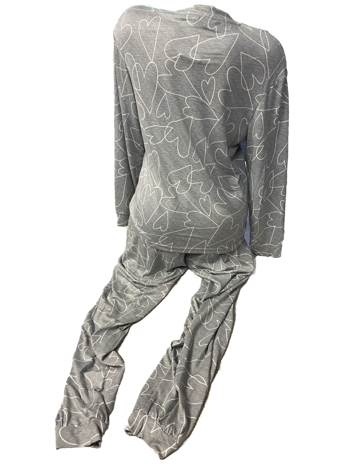 Ladies Silver Grey Heart Long Sleeved Pyjama Set Size 16-18 / L Indigo Sky image 2
