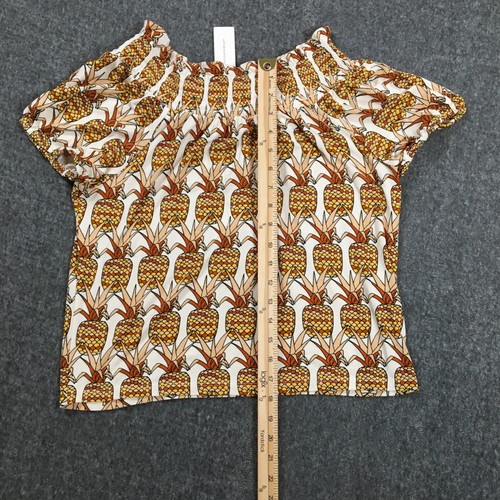 Anthropologie Porridge Womens Top XS Off Shoulder Bow Pineapples NWT - Picture 7 of 13