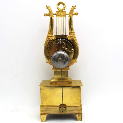 OROLOGIO PENDOLO "Lira" Impero - IN BRONZO DORATO - EPOCA 800 - FUNZIONANTE - Imagen 11 de 11