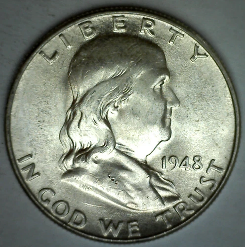 1948 D Franklin BU Silver Half Dollar 50c US Coin Uncirculated Denver Minted