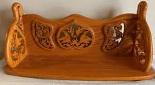 Solid Oak Country Style Wall Shelf Carved Birds 22 x 9.5 x 6.5"
