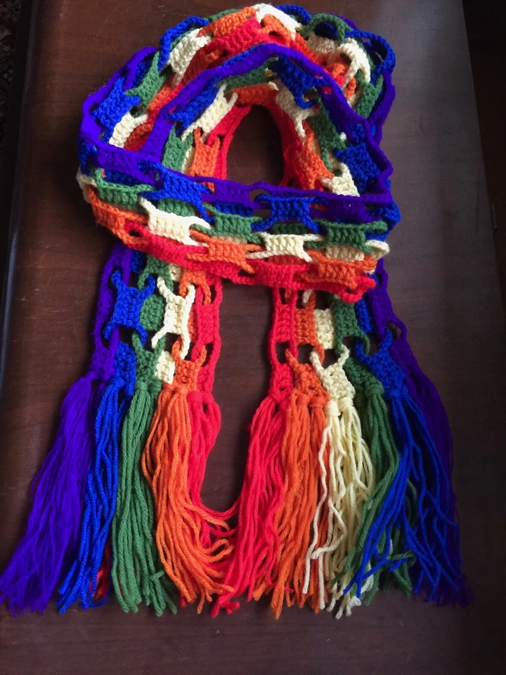 Bufanda arco iris orgullo gay bufanda larga LGBTQ acrílico suave nuevo hecho a mano Foto 4 de 4