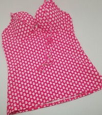Old Navy Tankini Swim Top Pink  White Halter Padded Size XS